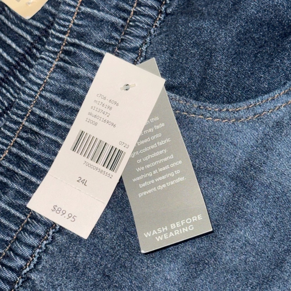 Lane Bryant Wide Leg Jeans Womens 24L Mid Rise Pull On Elastic Waist Dark Wash - Picture 7 of 11